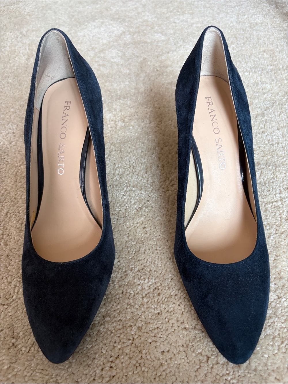 Franco Sarto Navy Blue Suede Pointed Toe Pumps